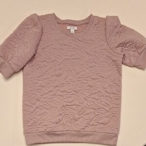 Nine West Textured Short Sleeved Sweatshirt in Pink/Mauve